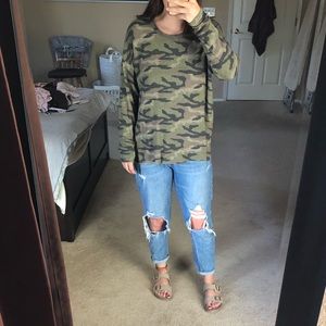 Green camo long sleeve plush shirt